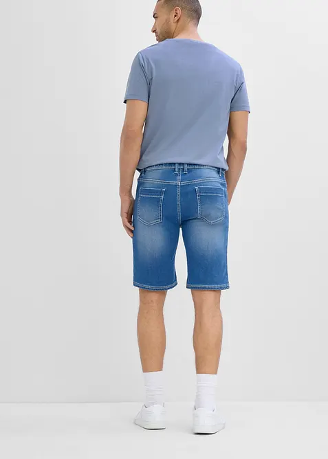 Bermudashorts i sweat denim med strikklinning, Regular fit, bonprix