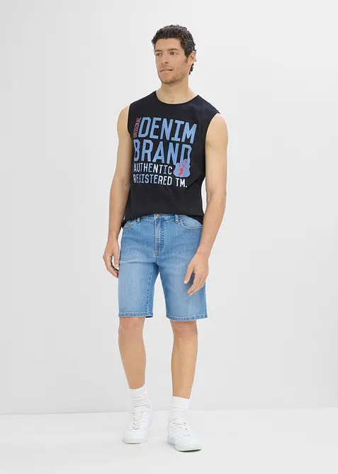 Bermudashorts i lett denim med stretch i linningen, Regular fit (2-pack), bonprix