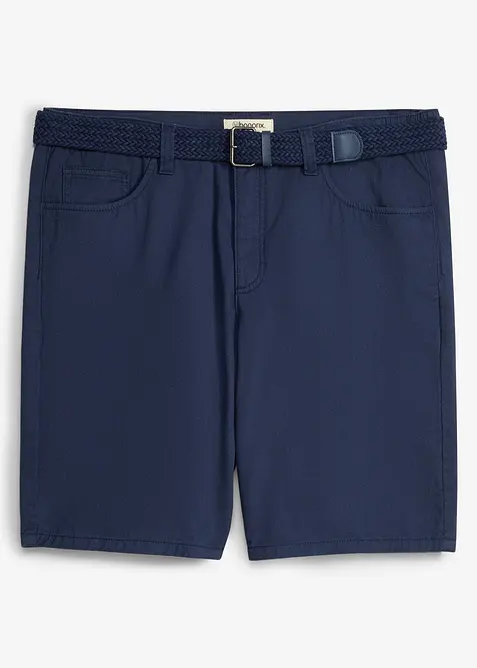 Bermudashorts med stretch, stretch i linningen og belte, Regular fit, bonprix