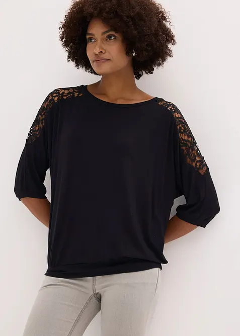 Oversized topp i viskosemiks, bonprix