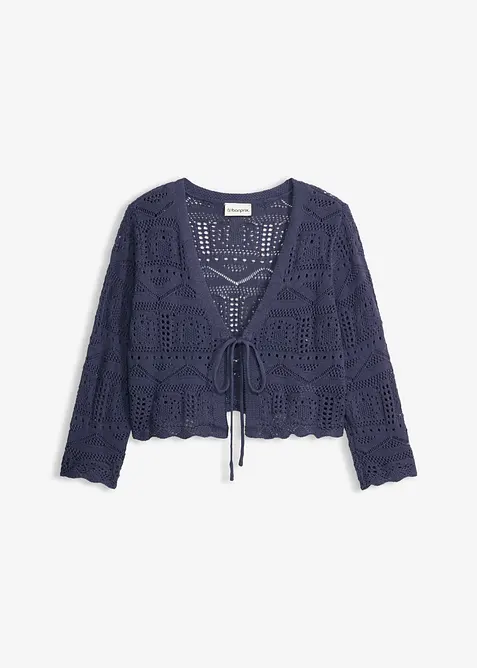 Bolero med hullm&oslash;nster og 3/4-lange ermer, bonprix