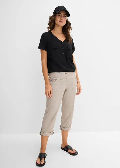 Cargo-bukse med stretch - 3/4 lang, bonprix