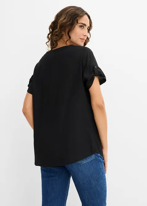 Bluse i viskose, kort arm, bonprix