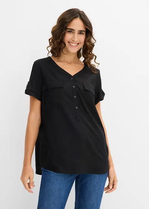 Bluse i viskose, kort arm, bonprix