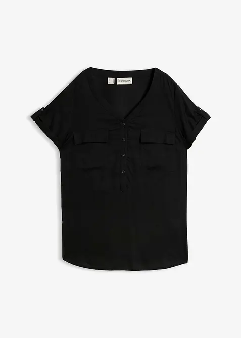 Bluse i viskose, kort arm, bonprix