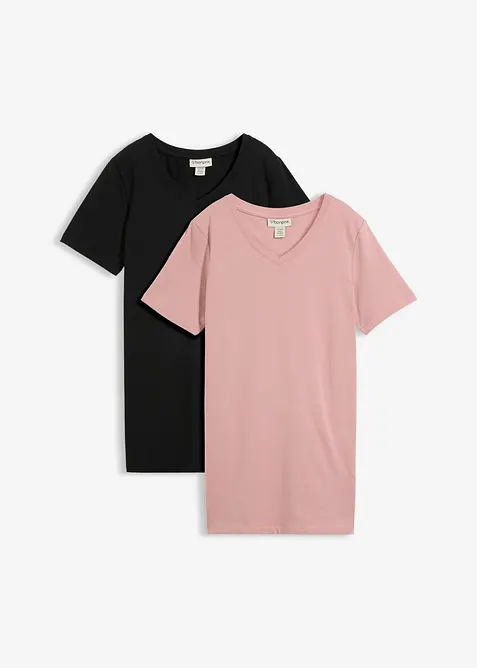 Lang topp med V-hals (2-pack), bonprix