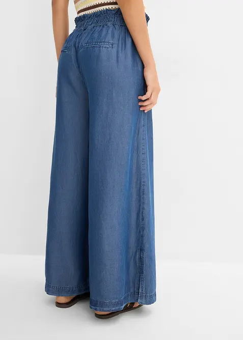 7/8-lang jeans i lett materiale med vide ben og splitt i siden, bonprix