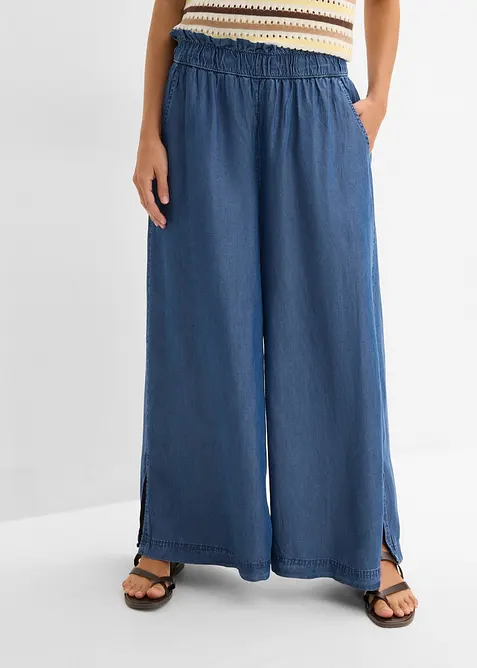 7/8-lang jeans i lett materiale med vide ben og splitt i siden, bonprix