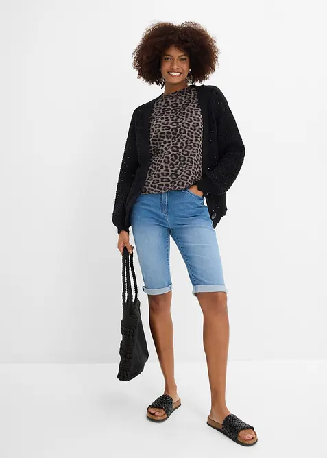 Jeans bermudashorts Mid Waist, komfortlinning, bonprix