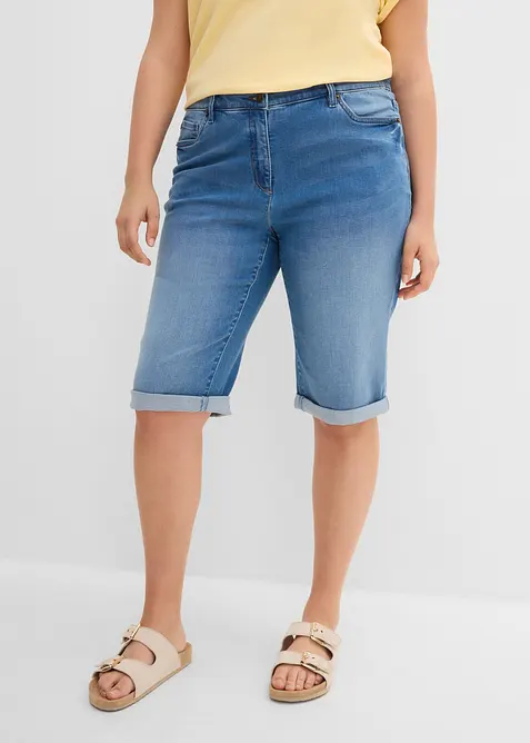 Jeans bermudashorts Mid Waist, komfortlinning, bonprix