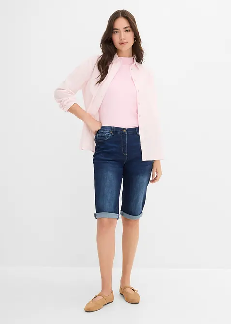 Jeans bermudashorts Mid Waist, komfortlinning, bonprix