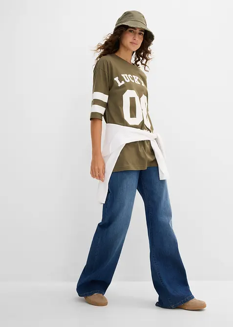 Oversized topp i 100% &oslash;kologisk bomull, bonprix
