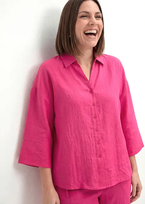 Oversized skjorte i viskosemiks, bonprix