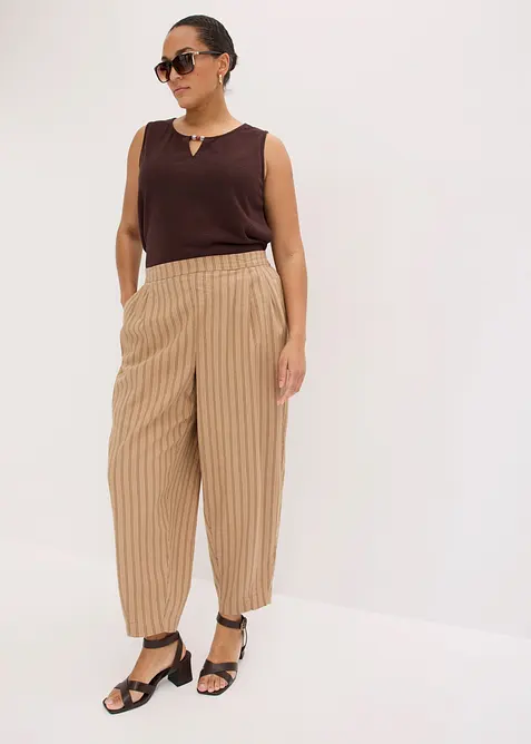 Pull on-bukse i kj&oslash;lende linmiks, bonprix