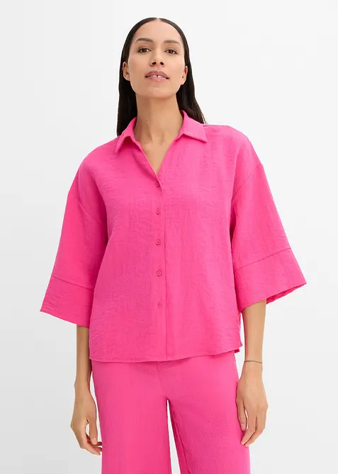 Oversized skjorte i viskosemiks, bonprix