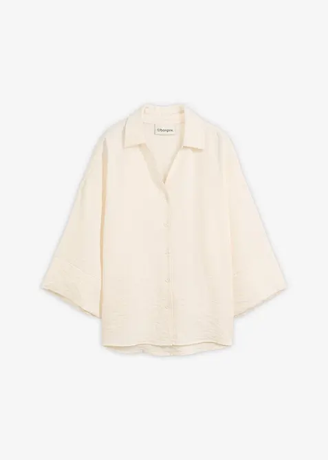 Oversized skjorte i viskosemiks, bonprix