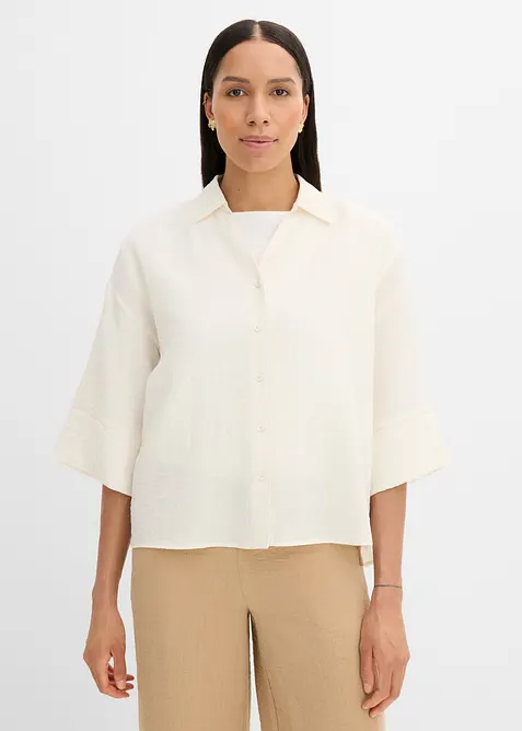 Oversized skjorte i viskosemiks, bonprix