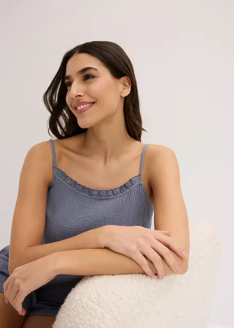 Kort pyjamas i myk musselin, bonprix