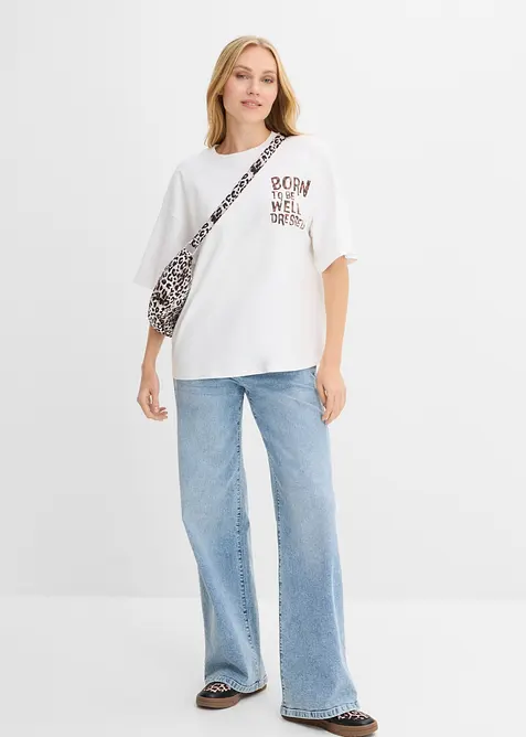 Oversized topp i 100% &oslash;kologisk bomull, bonprix