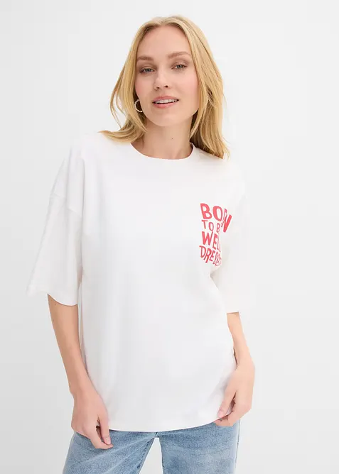 Oversized topp i 100% &oslash;kologisk bomull, bonprix