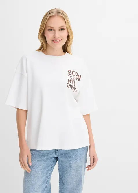 Oversized topp i 100% &oslash;kologisk bomull, bonprix