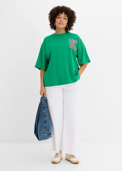 Oversized topp i 100% &oslash;kologisk bomull, bonprix