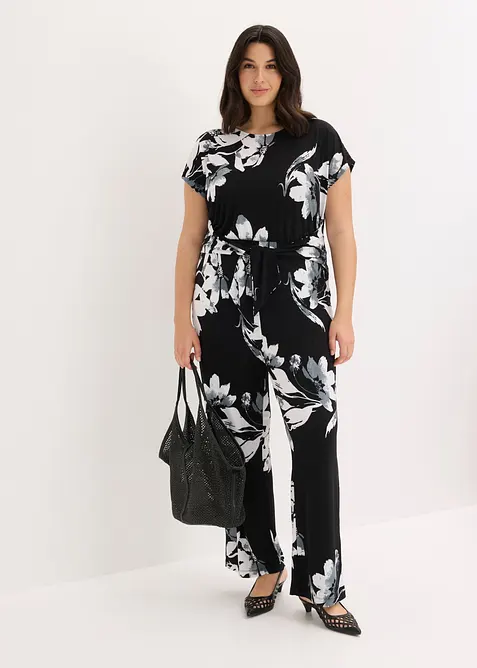 Jumpsuit med palmetrykk, bonprix