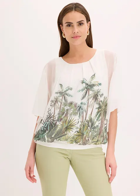 Chiffonbluse med integrert topp, bonprix