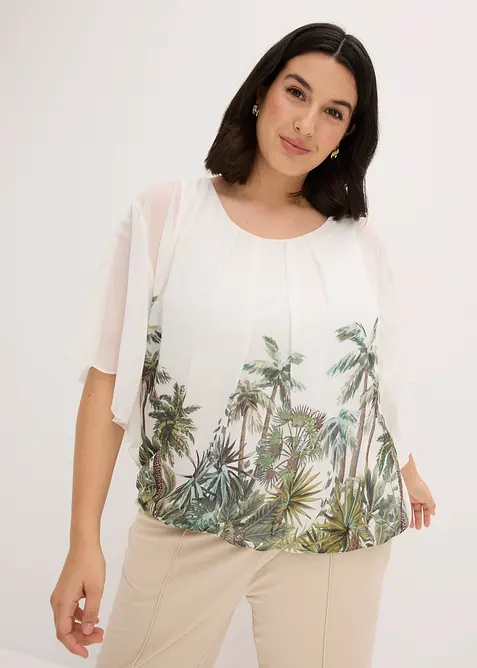 Chiffonbluse med integrert topp, bonprix