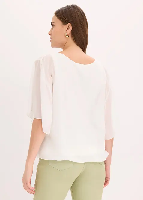 Chiffonbluse med integrert topp, bonprix