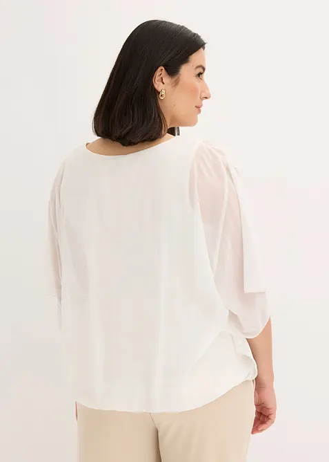 Chiffonbluse med integrert topp, bonprix