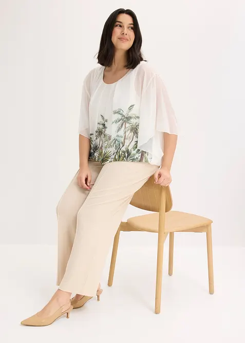 Chiffonbluse med integrert topp, bonprix
