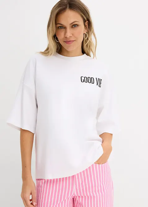 Oversized topp i 100% &oslash;kologisk bomull, bonprix