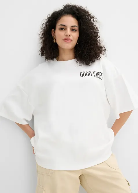 Oversized topp i 100% &oslash;kologisk bomull, bonprix