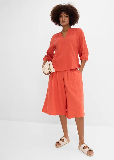 Oversized bluse i musselin, bonprix