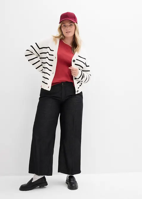Ribbestrikket topp med &oslash;kologisk bomull (2-pack), bonprix