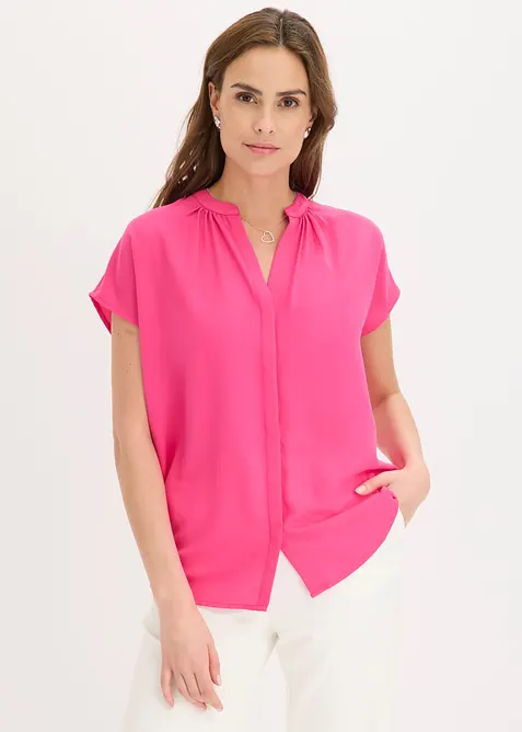 Kortermet bluse med skjult knappestolpe, bonprix