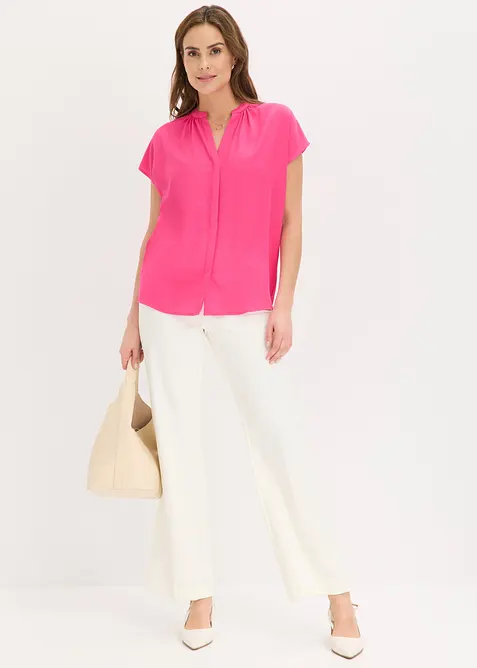 Kortermet bluse med skjult knappestolpe, bonprix