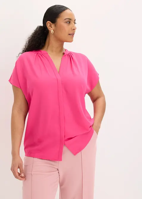 Kortermet bluse med skjult knappestolpe, bonprix