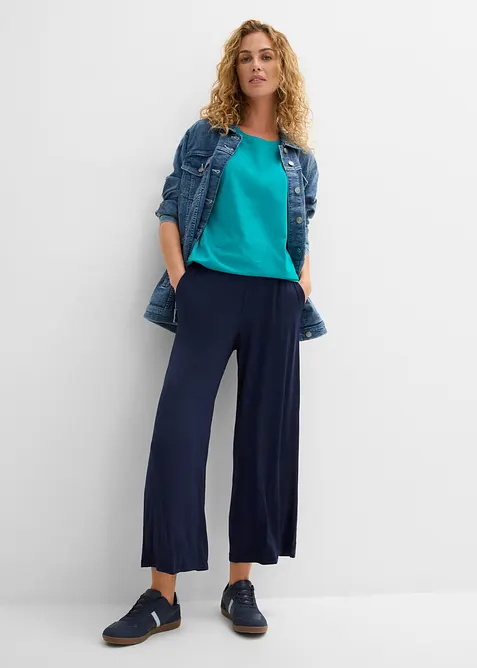 Boxy, lang topp med korte ermer, bonprix