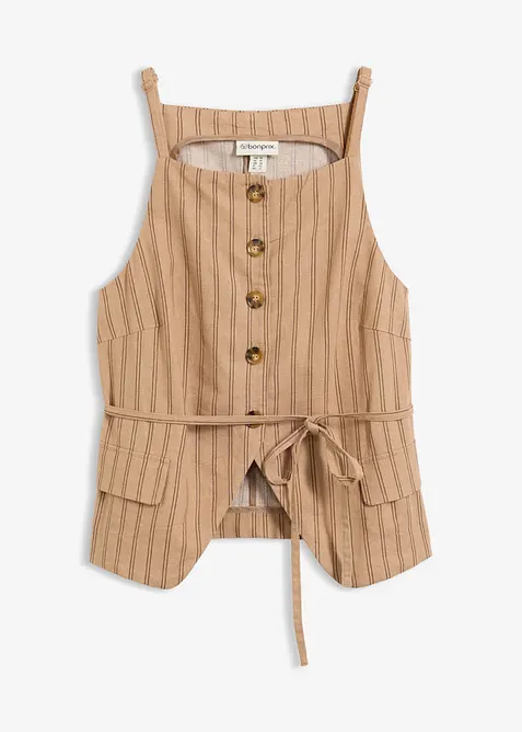 Blazervest i kj&oslash;lende linmiks, bonprix