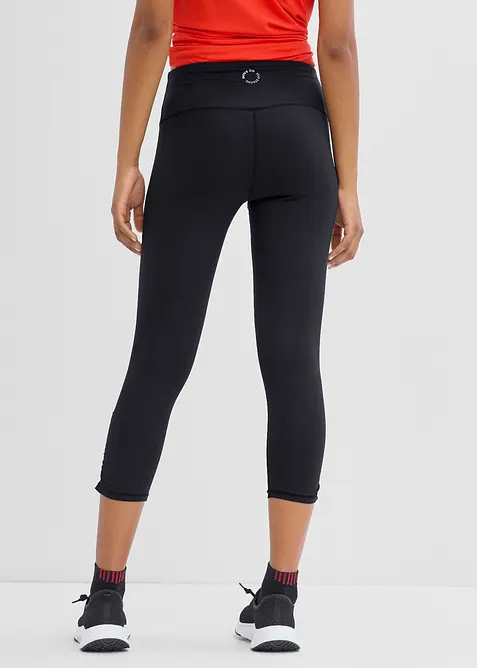 Ultralett trenings-caprileggings med rynking, hurtigt&oslash;rkende, bonprix