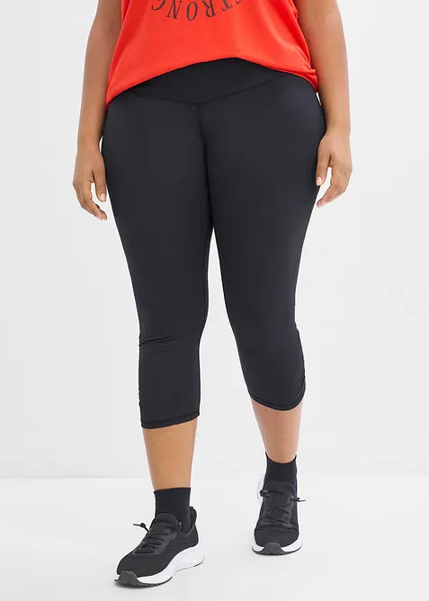 Ultralett trenings-caprileggings med rynking, hurtigt&oslash;rkende, bonprix