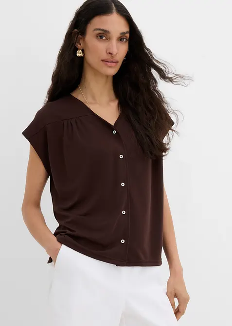 Jerseybluse i viskosepik&eacute;, bonprix