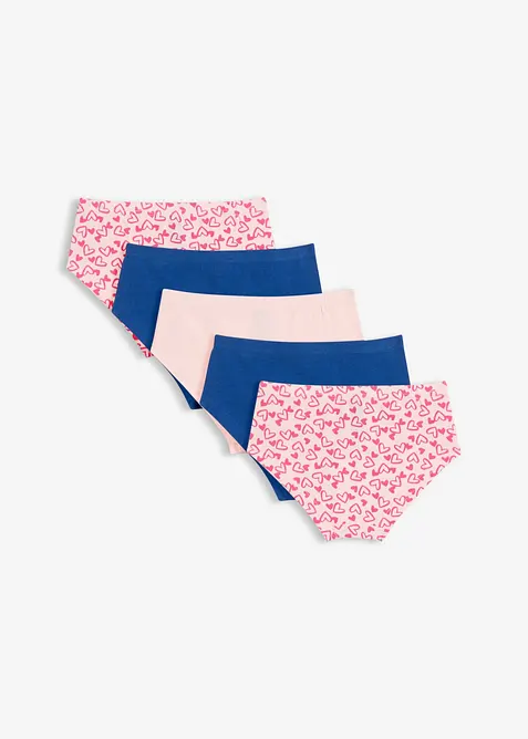 Truse med h&oslash;y midje, myk bomull og liten satengsl&oslash;yfe (5-pack), bonprix