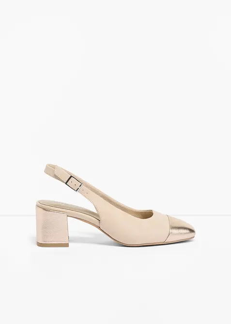Slingbacks med blokkh&aelig;l fra Marco Tozzi, Marco Tozzi