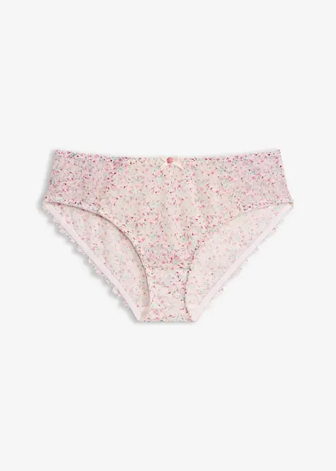 Truse med h&oslash;y midje, blomsterm&oslash;nster og blonder, bonprix