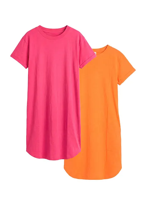 Jerseykjole i lett flammegarn av &oslash;kologisk bomull (2-pack), bonprix