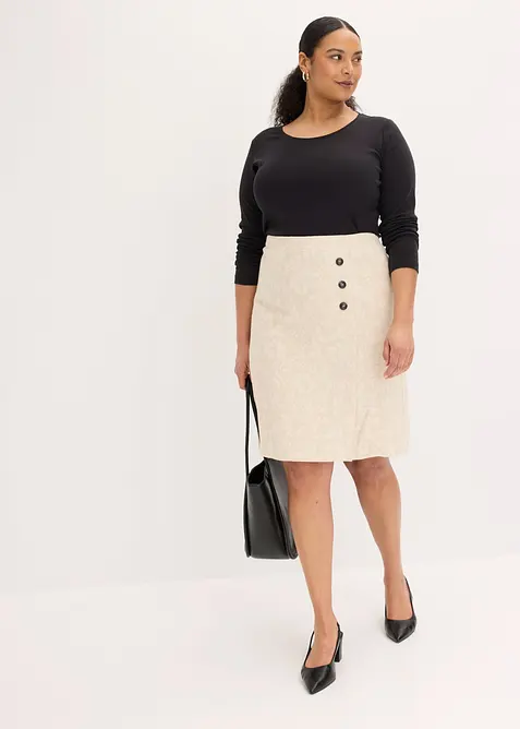 Skj&oslash;rt av bomullsjacquard med linandel, bonprix