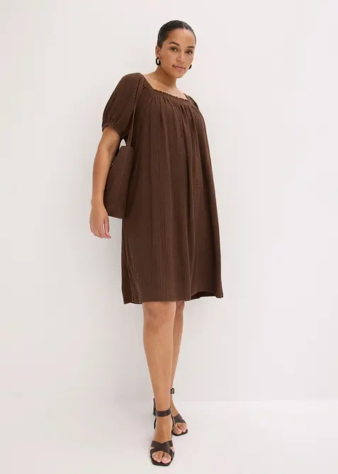 Jerseykjole i strukturert, kreppet materiale, bonprix